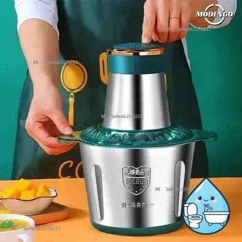 Измельчитель кухонный / мясорубка / кухонный измельчитель из нержавеющей стали, для овощей, фарша, кофе, орехов, портативный, объем чаши 2 литра, мощность 250 Ватт