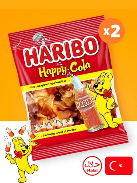 HARIBO мармелад Happy Cola ( Счастливая Кола), 2 шт X 80г Турция