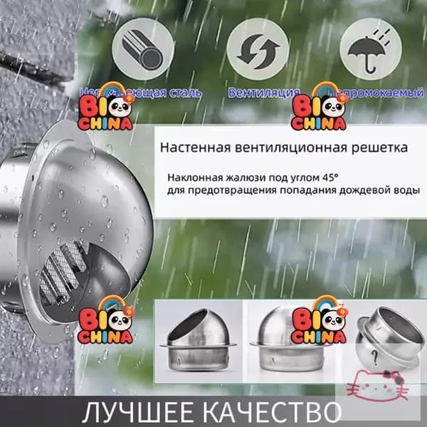 Выход стенной металлический с решеткой и сеткой, 304 нержавеющей стали,D100mm