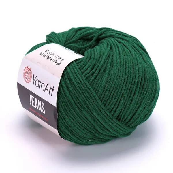 Пряжа Jeans (YarnArt) - 92 (тем.зеленый) - 1 моток, 55% хлопок, 45% полиакрил, (50г, 160м) нитки для ручного вязания