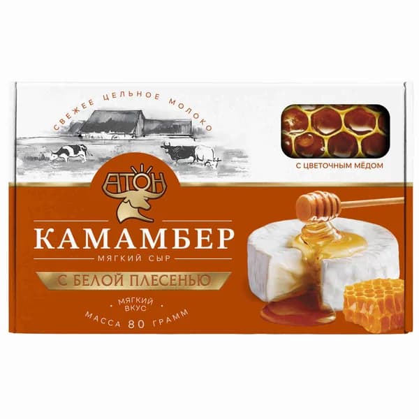 Сыр мягкий с медом 50% 100 г, Ренард, Камамбер Атон
