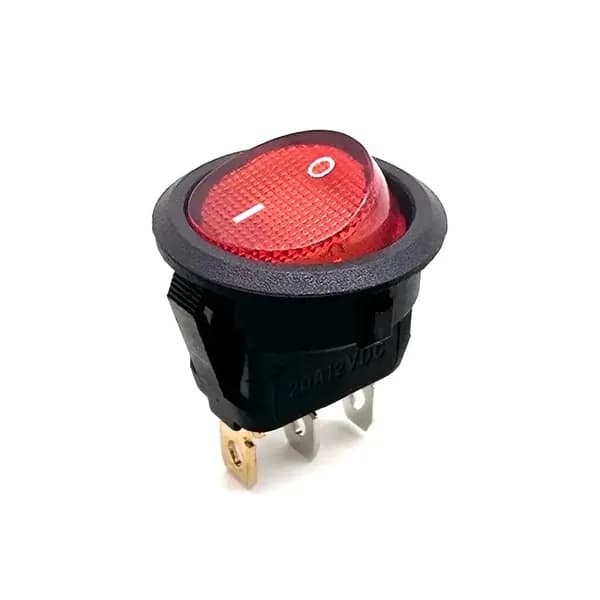 Клавишный переключатель 3pin ON-OFF, 125/250В AС, 6/10А, подсветка, круглый, красный