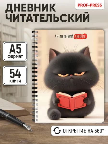 Читательский дневник на гребне для школьников на летние каникулы 52 листа