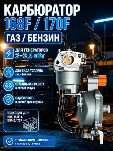Карбюратор газ бензин на генератор 3 квт 168f 170f