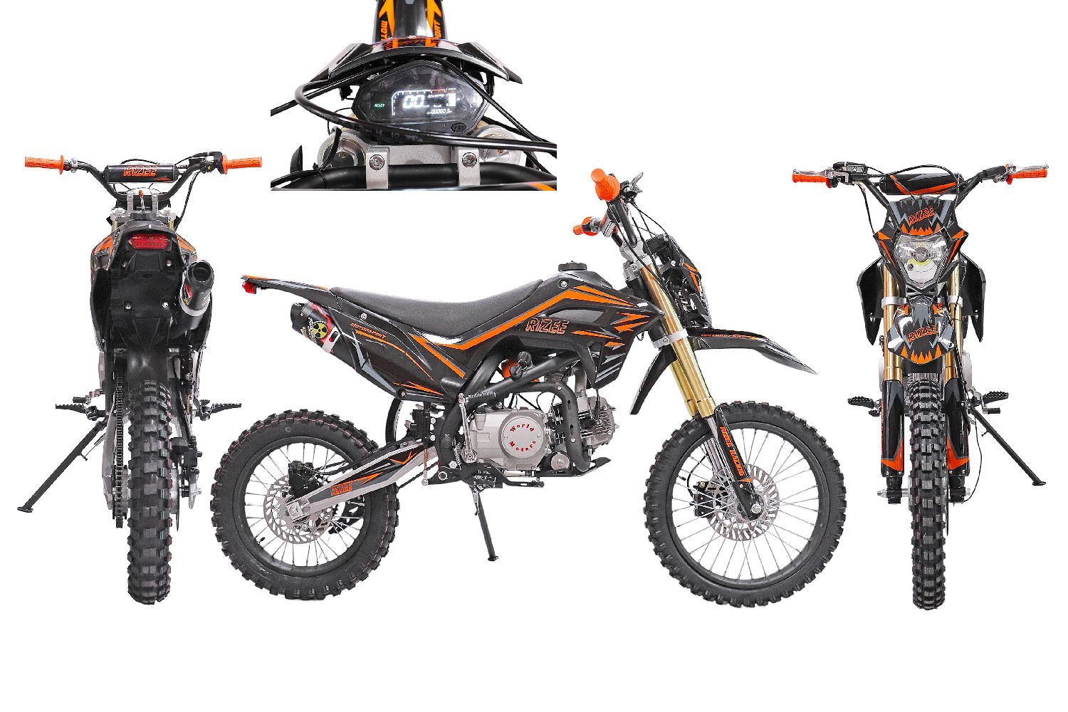 Питбайк RIZEE 125 14/12 K3 CLASSIC+ black/orange (125см3,электрост.,фара,приб.панель)