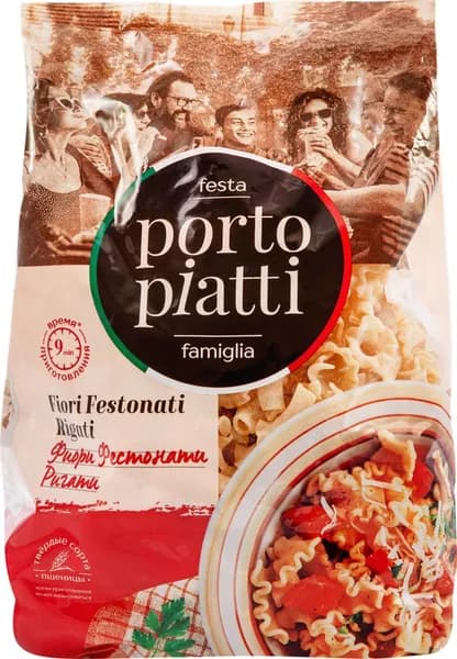 Макароны PORTO PIATTI Фиори Фестонати Ригати, 400г