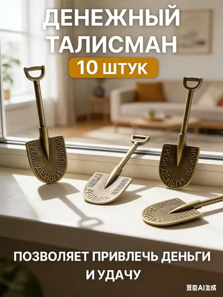 Набор медных амулетов на удачу в виде лопаты из 10 предметов, талисман на удачу, который можно положить в кошелек