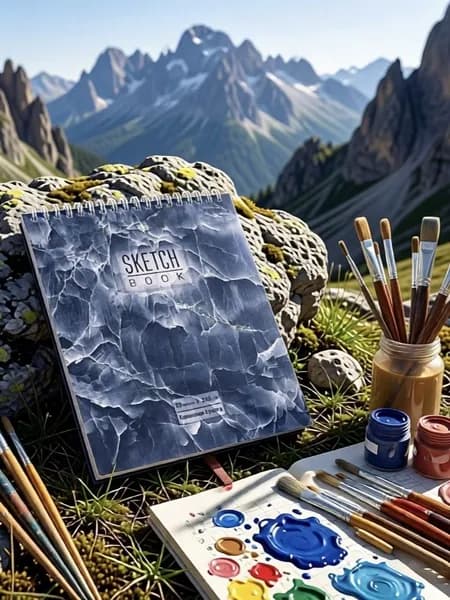 Скетчбук А5 20л., гребень, 245гр/м2 "Синий мрамор" каменная бумага