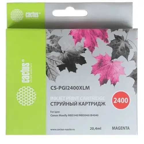 Картридж струйный CACTUS (CS-PGI2400XLM) для CANON iB4040/MB5040/MB5340, пурпурный, ресурс 1500 стр.
