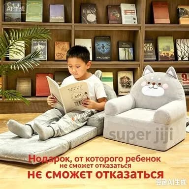 Прямой диван, механизм Реклайнер, 40х33х47 см,серый
