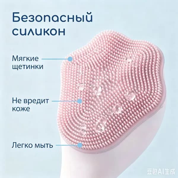 Щетка для умывания лица, мягкая щетина, розовый цвет