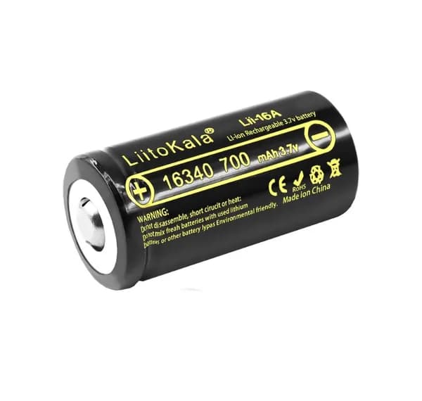 Аккумулятор LiitoKala 16340 (RCR123A) Lii-16A, Li-ion 3.7В, 700mAh, литиевый аккумулятор незащищенный, 1 шт