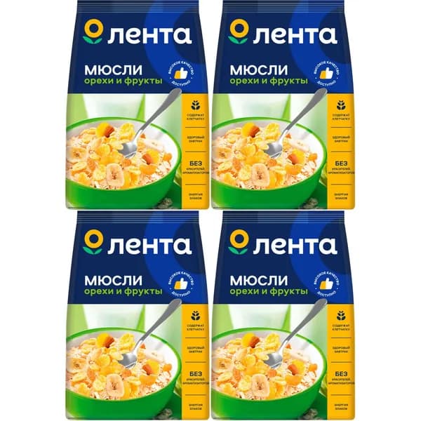 Мюсли Лента фруктово-ореховые 400 г, набор: 4 штуки