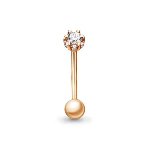 Золотой пирсинг в пупок DIAMANT-ONLINE с фианитом 585 пробы