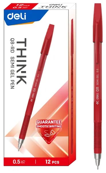 Набор ручек шариковых Deli Think EQ8-RD красные (12шт) линия 0.5 мм