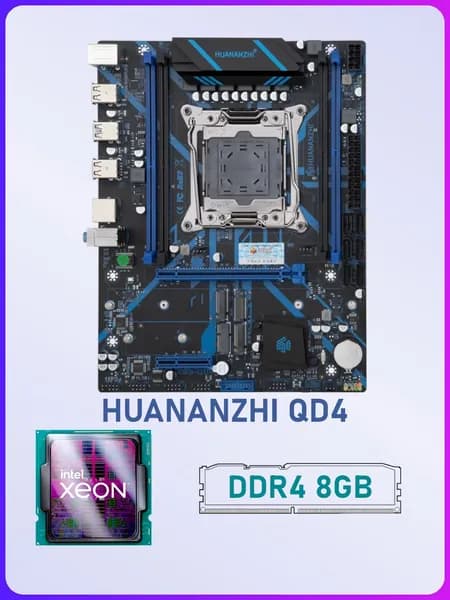 HUANANZHI X99-QD4 + процессор E5-2650 v3 10 ядер 20 потоков + оперативная память DDR4 8Gb готовый комплект, LGA 2011-3, DDR4, Материнская плата