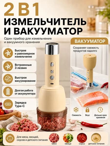 Кухонный измельчитель и вакуумный упаковщик 2 в 1