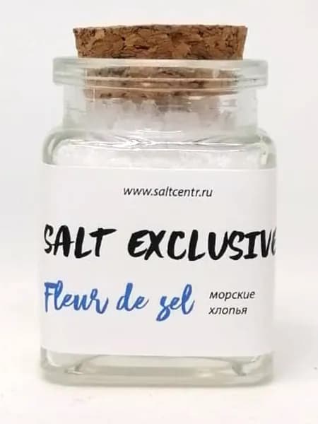 Соль мадагаскарская SALT EXCLUSIVE Fleur de sel соляные хлопья, 30 грамм, стекло