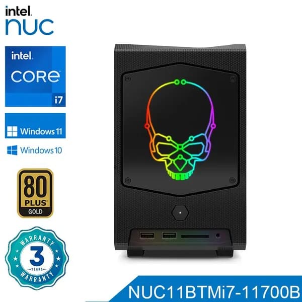 Intel Мини-ПК (Intel Core i7-11700B, RAM Отсутствует, Intel UHD Graphics, Без ОС), черный