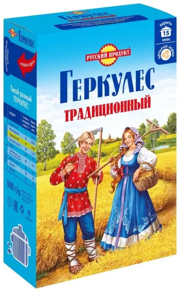 Геркулес Русский продукт Традиционный овсяные хлопья, 500г