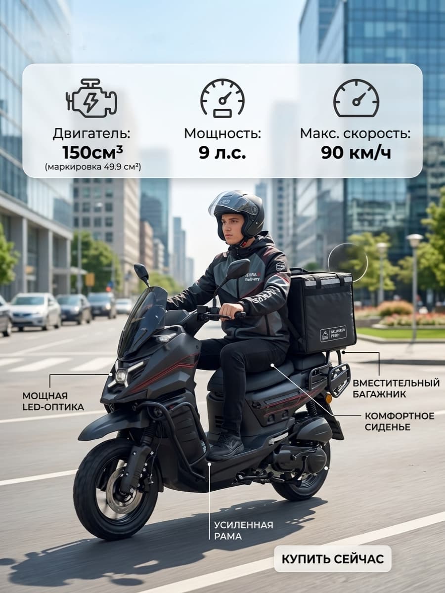Скутер 150 см3 (маркировка 49,9 см3) 16+