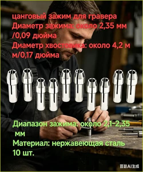 цанговый зажим для гравера , 10 шт., из нержавеющей стали, диаметр 2,35 мм