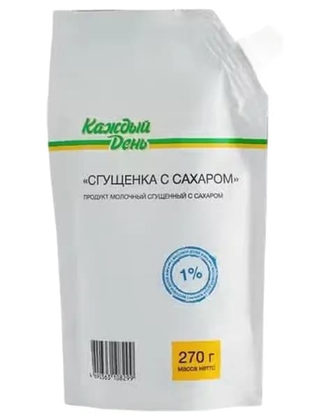 Сгущенное молоко Каждый День с сахаром 1% БЗМЖ 270 г