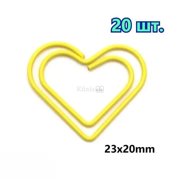 20 шт.Набор цветных металлических скрепок в форме сердца