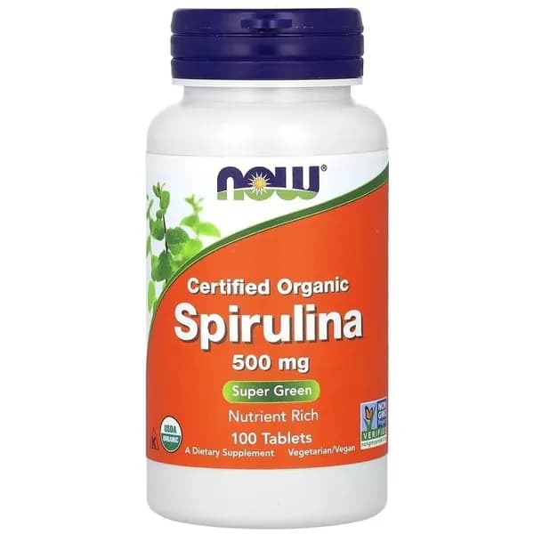 NOW Spirulina 500 мг 100 таблеток, Спирулина (для здоровья печени)