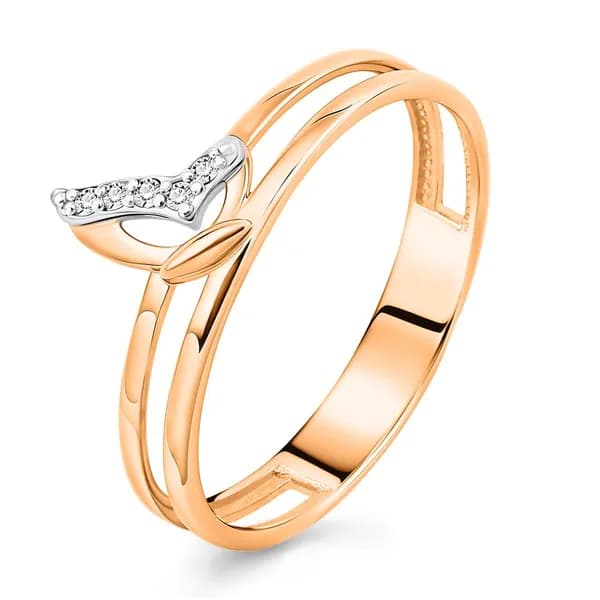 Кольцо золотое Бабочка женское с фианитами 375 пробы 585GOLD