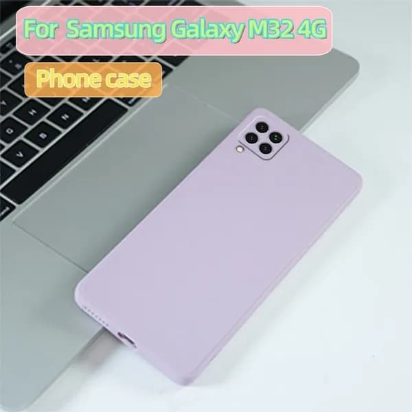ОригиналЧехол дляSamsung Galaxy M32 4G, благородный матовый с микрозернистой текстурой, покрытие из мягкого жидкого силикона, чистый и свежий защитный чехол для задней панели.
