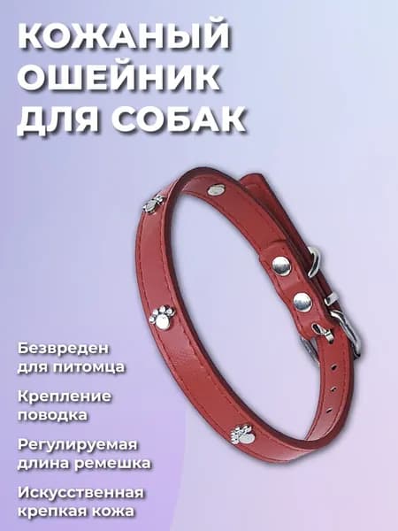 Ошейник для кошек, котов, котят, собак мелких пород, щенков, искуственная кожа, коричневый