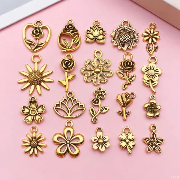 Набор 20 элементов 'Золотая цветочная коллекция' материалы для handmade-бижутерии-YG-CJ-0507