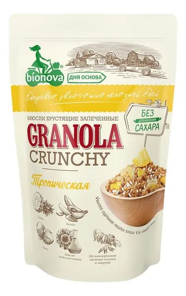 Гранола-мюсли Bionova Crunchy Тропическая, 400г