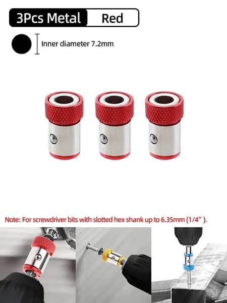 Магнитный держатель для бит и отверток 1/4 дюйма/6.35mm. Адаптер для шуруповерта магнитная насадка на биту. Съемный намагничивающий кольцевой наконечник, 3 шт.