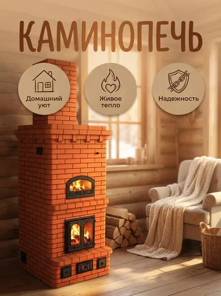 Проект Каминопечь для дома №89. Отопление до 60 кв.м. Хлебная и пироговая камера.. Сборка своими руками