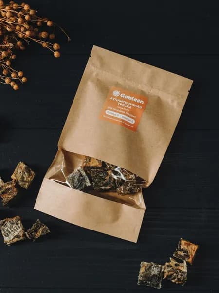 Лакомство из рыбы, Кожа трески, Кусочки 50г, сушеные рыбные лакомства для собак