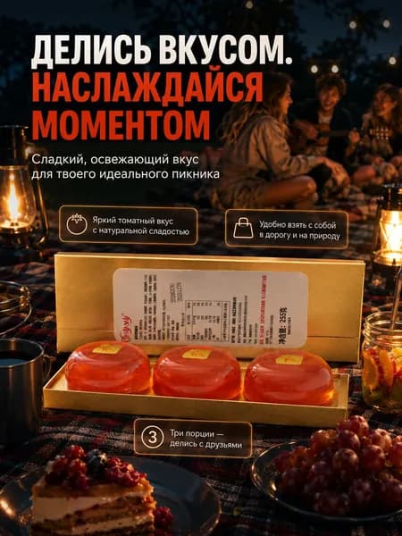 Оригинальное натуральное овощное желе с сочными кусочками спелого помидора