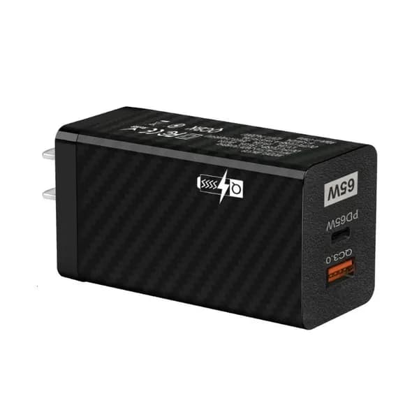 65W GaN Зарядное устройство для быстрой зарядки QC 3.0 Type C PD USB для ноутбука и телефона, Черный - US