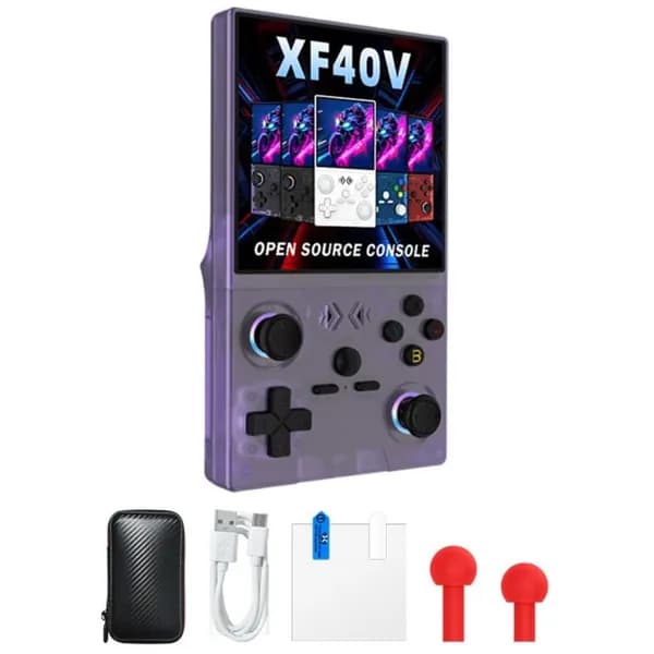 Портативная игровая консоль XF40V с открытым исходным кодом, Полупрозрачный пурпурный слой - 128G