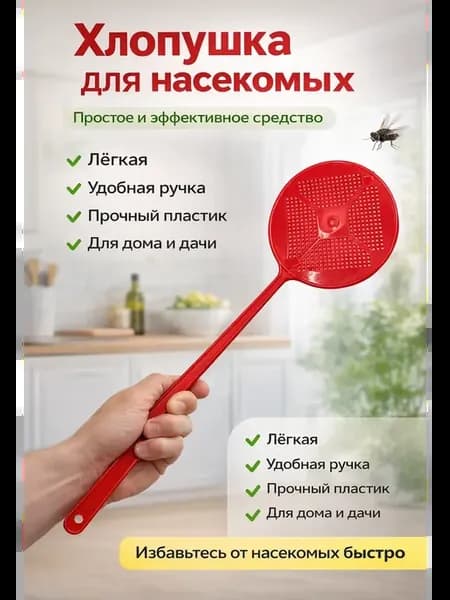 Мухобойка ручная пластиковая от мух хлопушка рандом 1шт