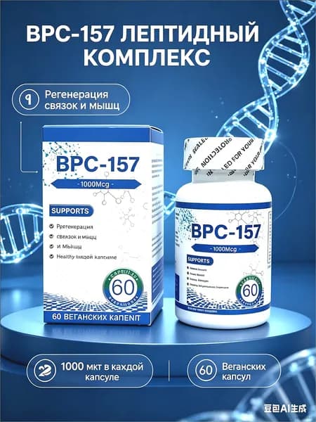 BPC-157 пептиды для восстановления связок и суставов, 1000мкг - комплекс аминокислот для регенерации тканей и роста мышц, 60 капсул.