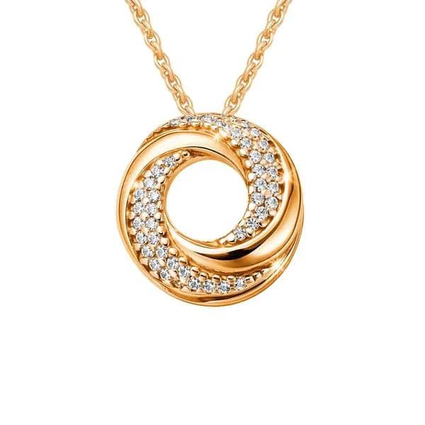 Подвеска на шею с фианитами из красного золота 375 пробы 585GOLD