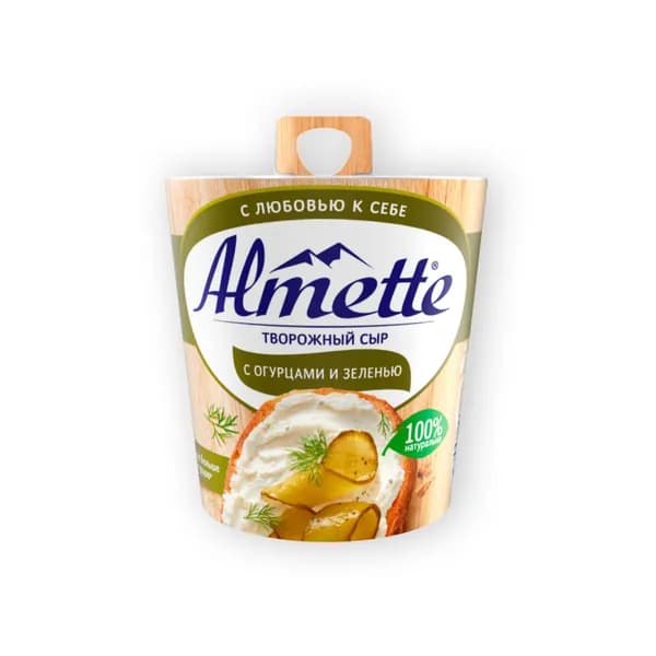 Сыр творожный с огурцами и зеленью 60% 150 г, Almette