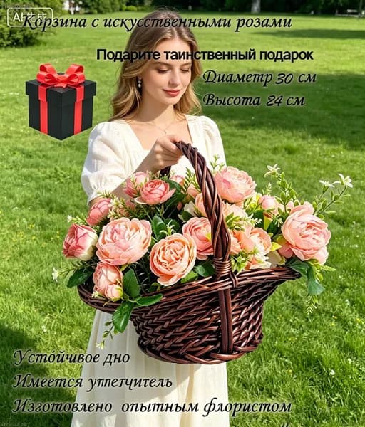 Церемониальная корзина из розы/цветов кладбища, включая таинственную подарочную коробку
