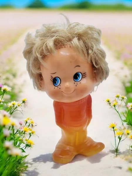 Винтажная резиновая игрушка "Мальчик", СССР, высота 19,5см