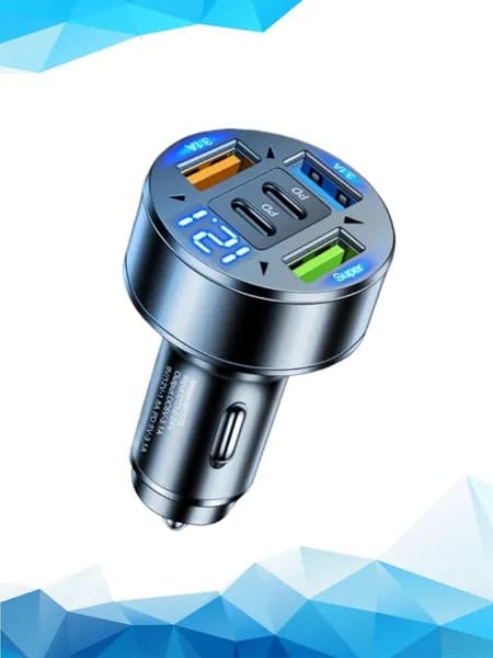 Многофункциональное автомобильное зарядное устройство USB с LED-экраном