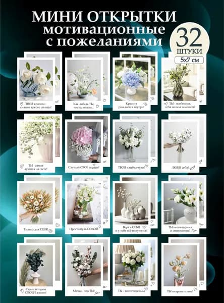 Мотивационные карточки мини открытки с пожеланиями набор