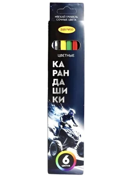 Карандаши 06цв., ТМ "Лимпопо" "Лунный драйв" пластиковые