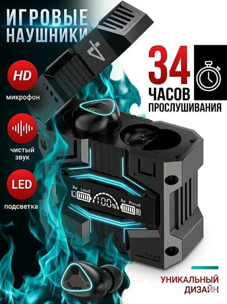 ESG Наушники беспроводные с микрофоном, Радиоканал, USB Type-C, USB, черный